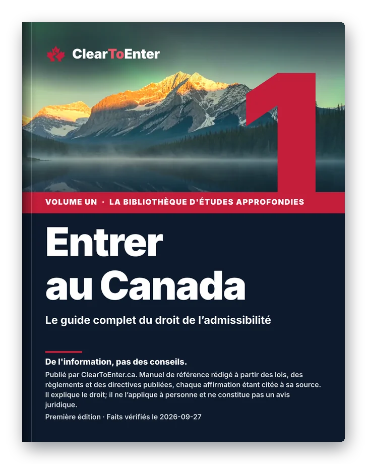 Couverture: Volume 1 : Entrer au Canada